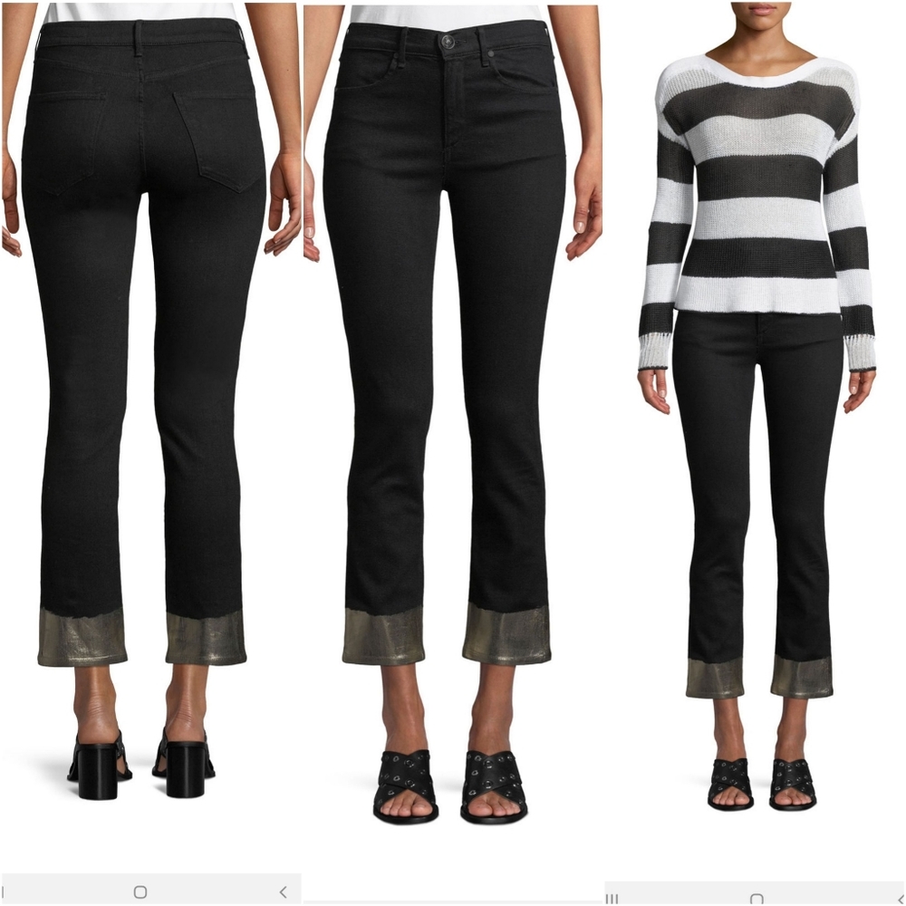 Rag & bone ankle cigarette jeans W/metallic hem